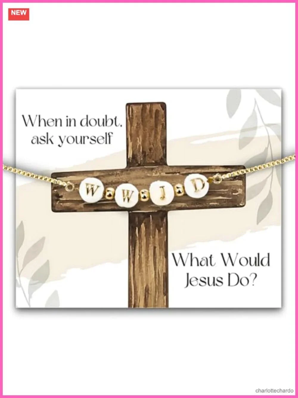 WWJD Bracelet Gold-Plated Shell Beads Adjustable Spiritual Gift